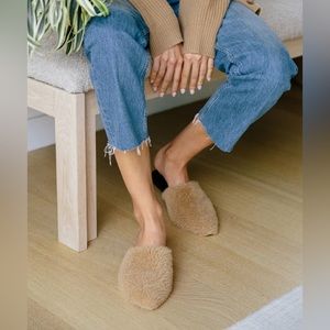 Jenny Kayne Shearling Mules In Natural Size 39